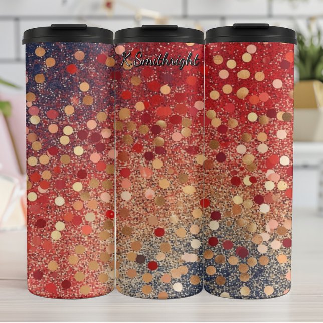 Bouteilles Isothermes Points de paillettes rouges bleus or (Créateur téléchargé)