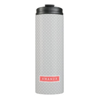 Bouteilles Isothermes Points minuscules gris et corail Monogramme