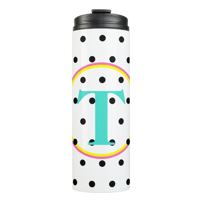 Bouteilles Isothermes Points noirs rose bleu monogramme (Devant)