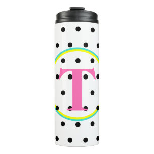 Bouteilles Isothermes Points noirs rose monogramme