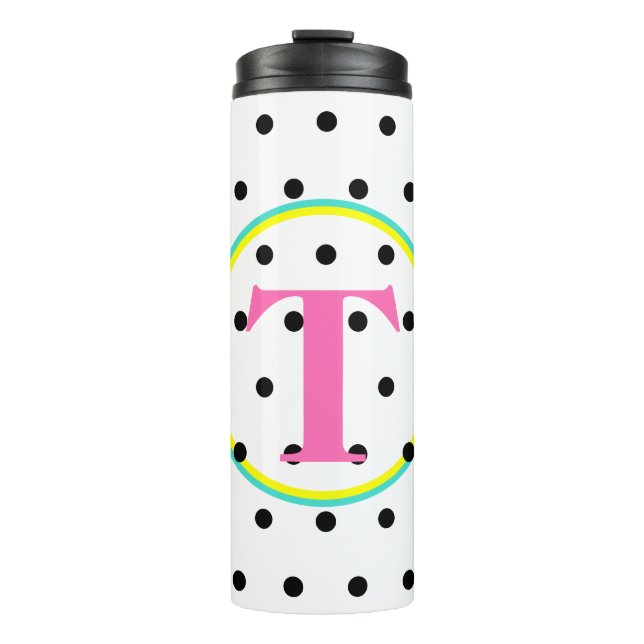 Bouteilles Isothermes Points noirs rose monogramme (Devant)