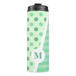 Bouteilles Isothermes Pois et rayures bleus frais : Monogramme