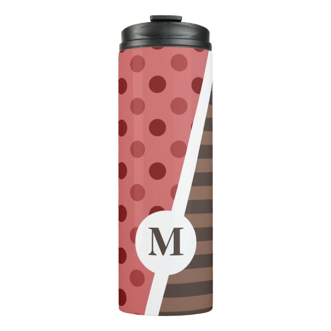 Bouteilles Isothermes Pois et rayures de fraises de chocolat : Monogramm (Devant)