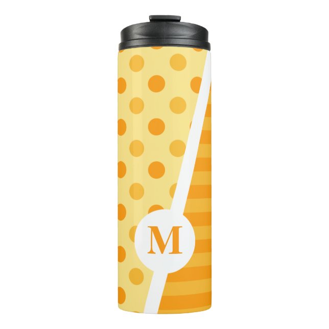 Bouteilles Isothermes Pois et rayures de Sherbet orange : Monogramme (Devant)