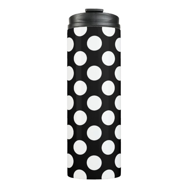 Bouteilles Isothermes Pois noirs et blancs, Motif Polka (Devant)