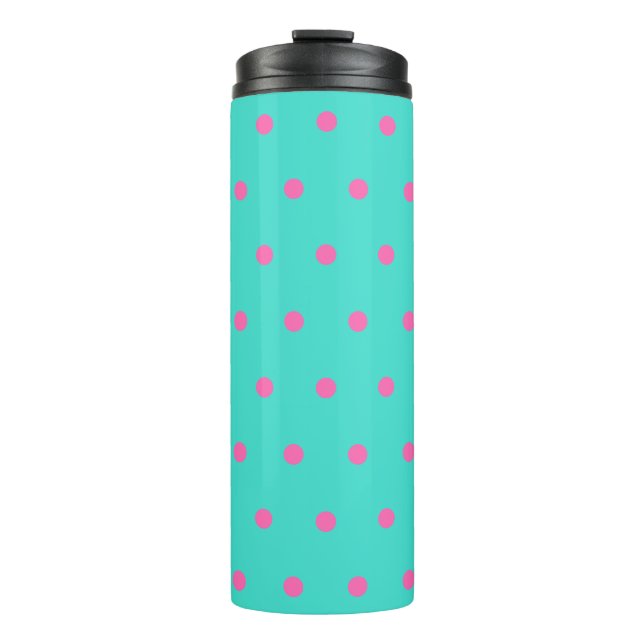 Bouteilles Isothermes Pois rose turquoise (Devant)