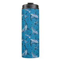 Poisson bleu vintage et algues : Art Nouveau Nauti