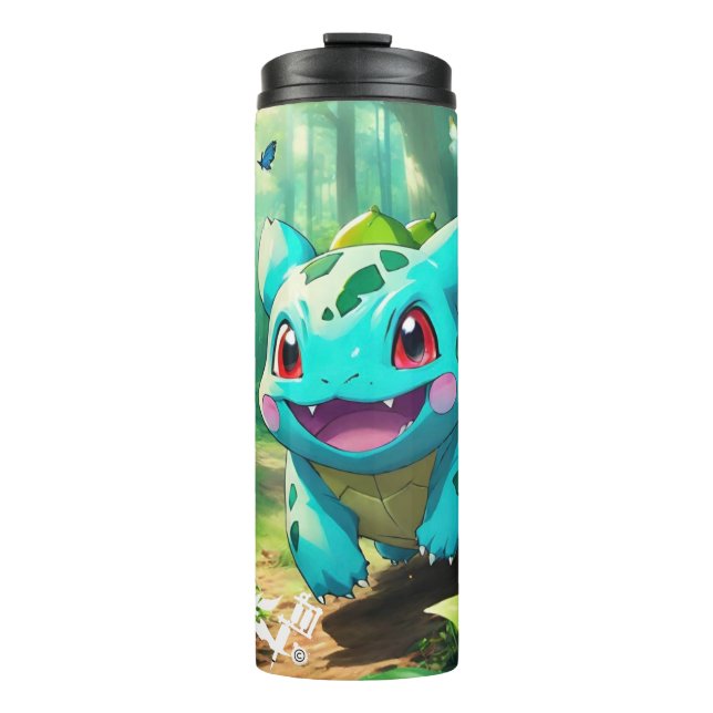 Bouteilles Isothermes Pokémon Peint Bulbasaur chasse les papillons (Devant)