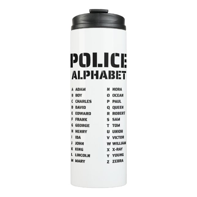 Bouteilles Isothermes Police de l'alphabet phonétique (Devant)