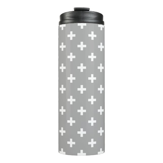 Bouteilles Isothermes Polka blanche croise sur gris (Devant)