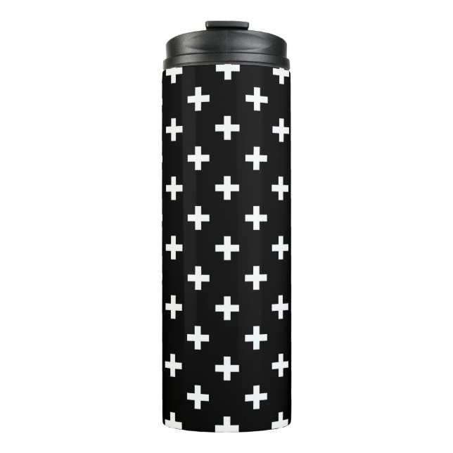 Bouteilles Isothermes Polka blanche croise sur noir (Devant)