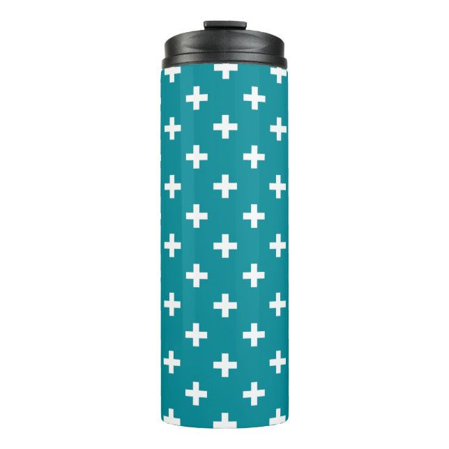 Bouteilles Isothermes Polka blanche croise sur turquoise (Devant)