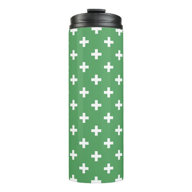 Bouteilles Isothermes Polka blanche croise sur vert (Devant)