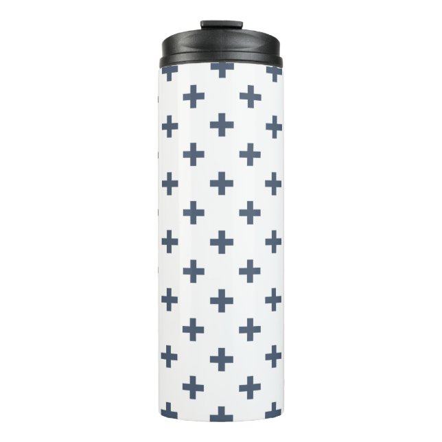 Bouteilles Isothermes Polka gris-bleu croise sur blanc (Devant)