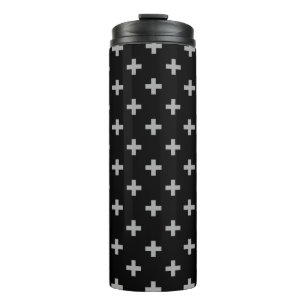 Bouteilles Isothermes Polka gris croise sur noir