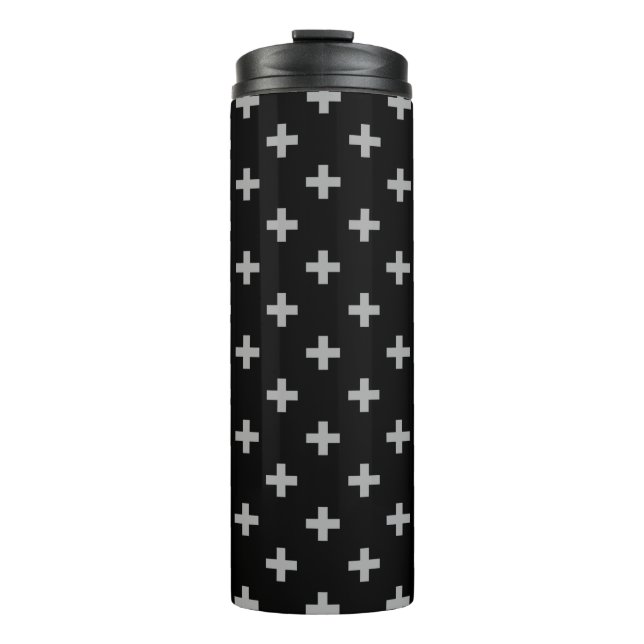Bouteilles Isothermes Polka gris croise sur noir (Devant)