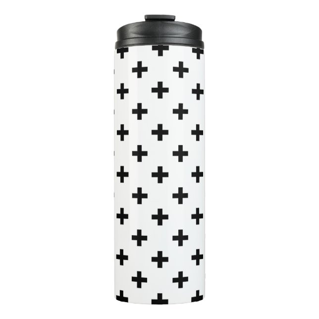Bouteilles Isothermes Polka noire croise sur blanc (Devant)