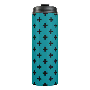 Bouteilles Isothermes Polka noire croise sur turquoise