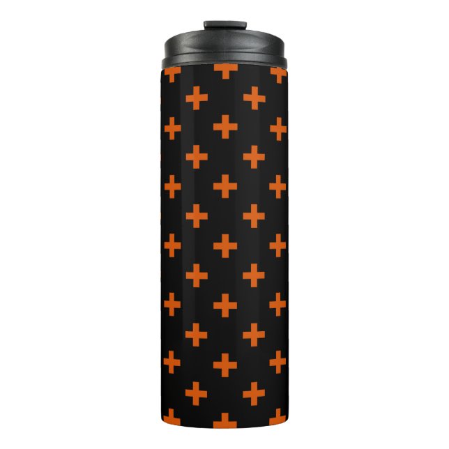 Bouteilles Isothermes Polka orange croise sur noir (Devant)
