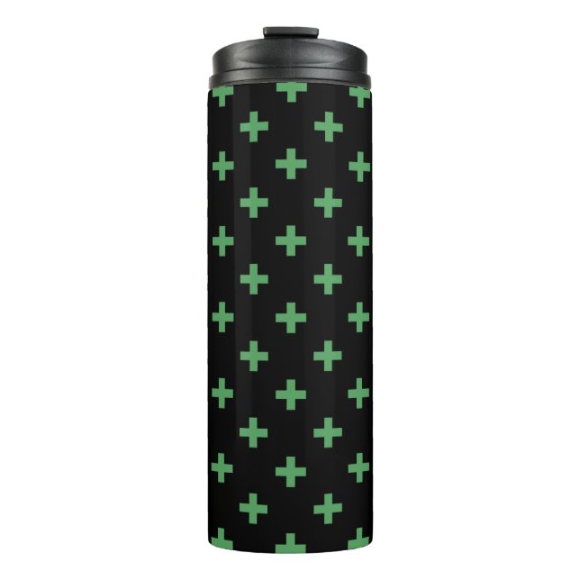Bouteilles Isothermes Polka verte croise sur noir (Devant)