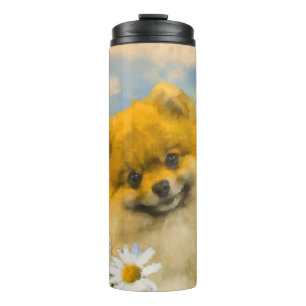 Bouteilles Isothermes Poméranien dans Daisies Peinture - Art Chien origi