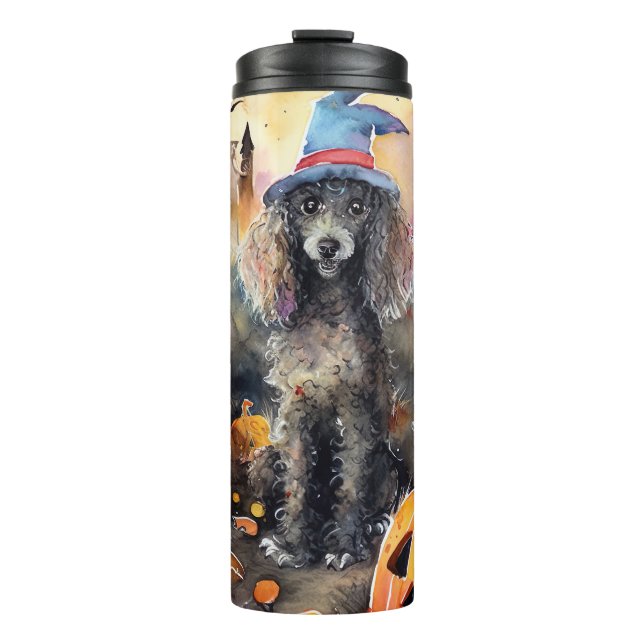 Bouteilles Isothermes Poodle d'Halloween avec citrouilles effrayant (Devant)
