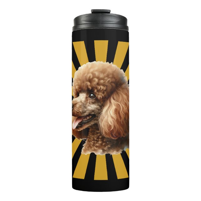 Bouteilles Isothermes Poodle Standard Brun Rétro Soleil Couchant (Devant)