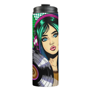 Bouteilles Isothermes Pop Art Girl avec disque personnalisé