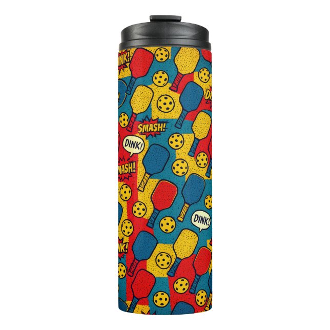 Bouteilles Isothermes Pop Art Pickleball - Retro Comic Style Design (Devant)