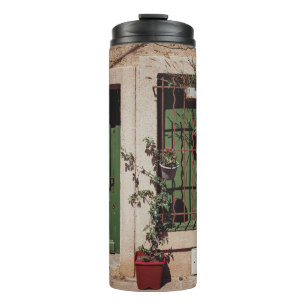 BOUTEILLES ISOTHERMES PORTE EN BOIS VERT AVEC PLANTE VERT