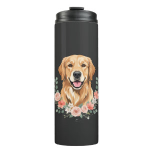 Bouteilles Isothermes Portrait de chien Retriever doré floral par sublim