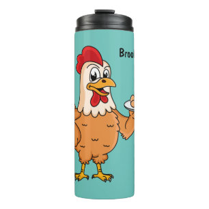 Bouteilles Isothermes Poulet avec des œufs sur une assiette de dessin an