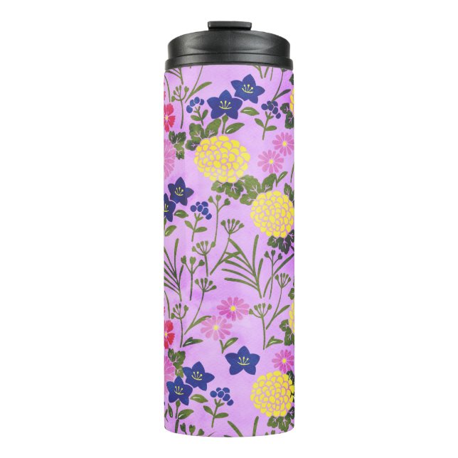 Bouteilles Isothermes Pretty Purple Vintage Flower Pattern (Devant)