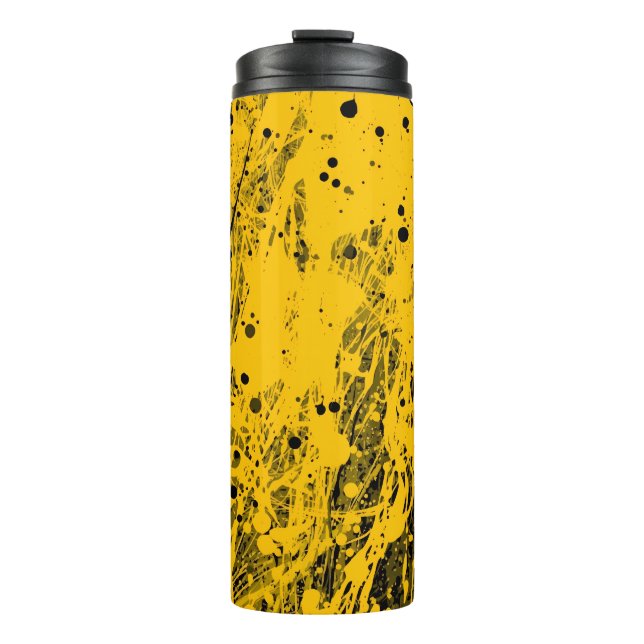 Bouteilles Isothermes Projections de peinture noire et jaune (Devant)