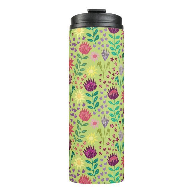 Bouteilles Isothermes Protea Floral Block Imprimer Millefleur vert pâle (Devant)