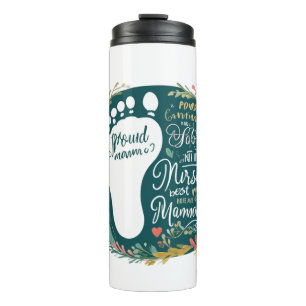 Bouteilles Isothermes Proud Nurse Mama – Floral Baby Footprint Design