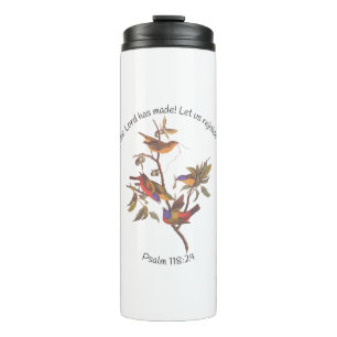 Bouteilles Isothermes Psaume 118:24 Verse de la Bible et oiseaux lapins