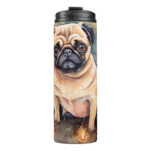 Bouteilles Isothermes Pug d'Halloween avec citrouilles effrayant