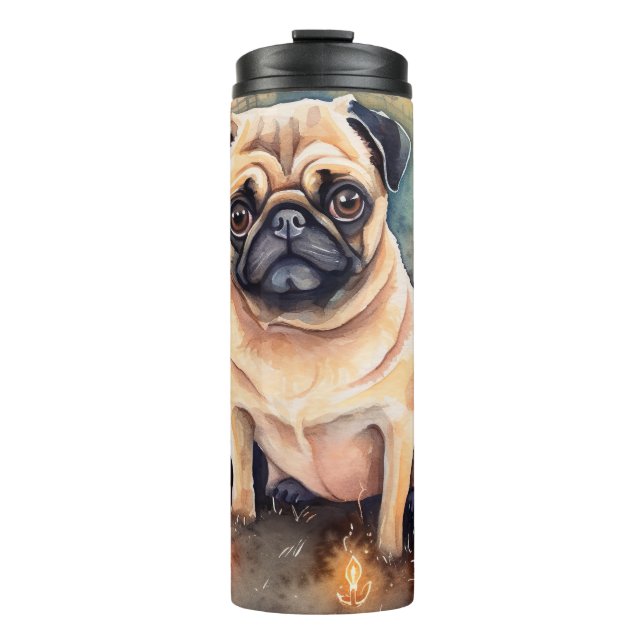 Bouteilles Isothermes Pug d'Halloween avec citrouilles effrayant (Devant)
