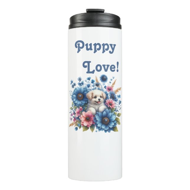 Bouteilles Isothermes Puppy Love Tucked Inside Flowers Thermal Tumbler (Devant)