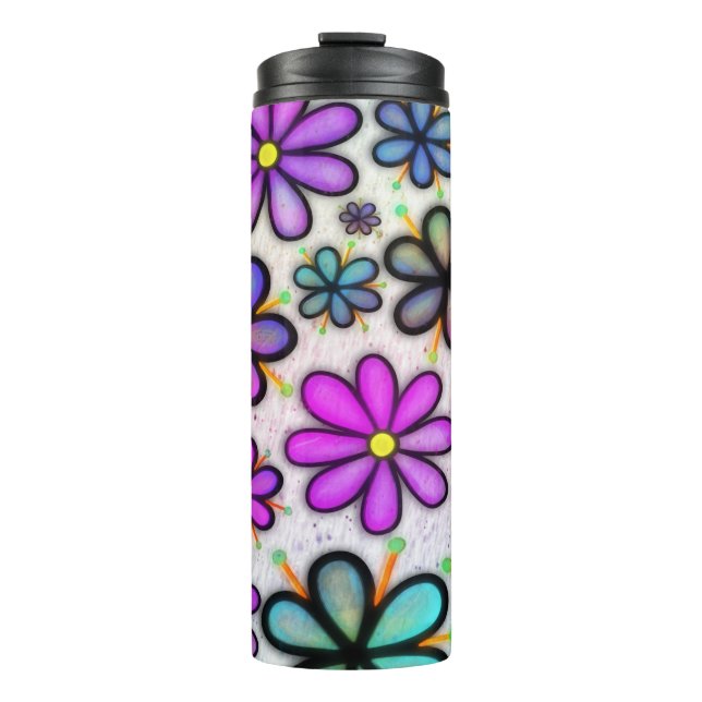 Bouteilles Isothermes Purple Daisy Retro (Devant)
