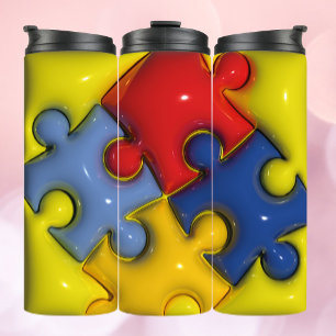 Bouteilles Isothermes Puzzle 3D gonflé Autisme Tumbler thermique