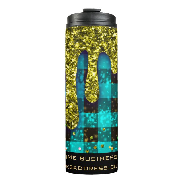 Bouteilles Isothermes *~* QR SWAG Rustic Christmas Gold Drip Plaid Thers (Devant)