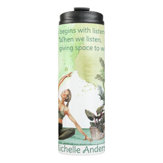 Bouteilles Isothermes Quand nous écoutons Watercolor Yoga Travel Mug (Devant)