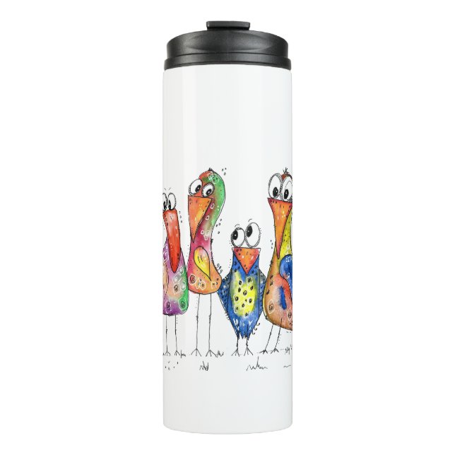 Bouteilles Isothermes Quatre Beaux Oiseaux Bleus Bleus (Devant)