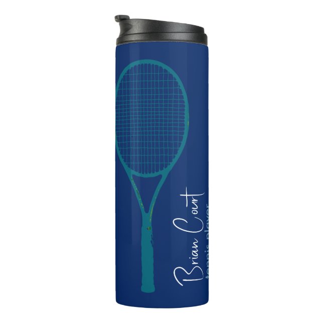 Bouteilles Isothermes Racquet de tennis bleu personnalisé (Tourné sur la droite)