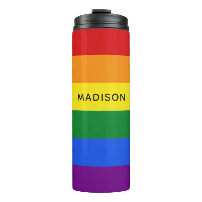 Bouteilles Isothermes Rainbow Flag nom personnalisé tumbler (Devant)