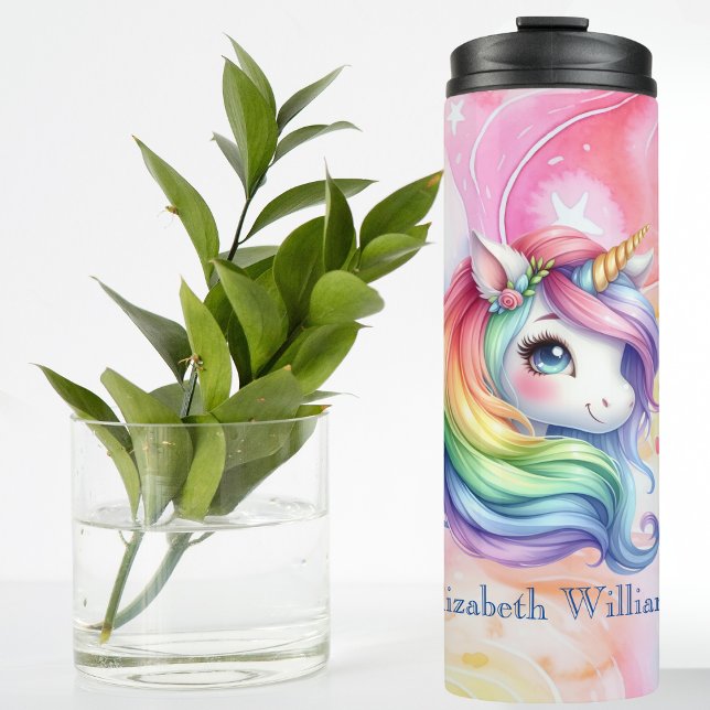Bouteilles Isothermes Rainbow Unicorn Design avec nom personnalisé (Créateur téléchargé)