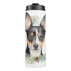 Bouteilles Isothermes Rat Terrier Fête de Noël Wreath Pup
