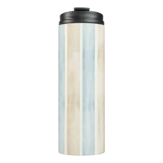 Bouteilles Isothermes Rayures Crème Bleu de Plage (Devant)
